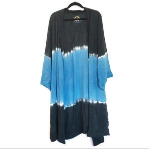 [BLUELIFE] Tie dye ombre open front maxi cardigan